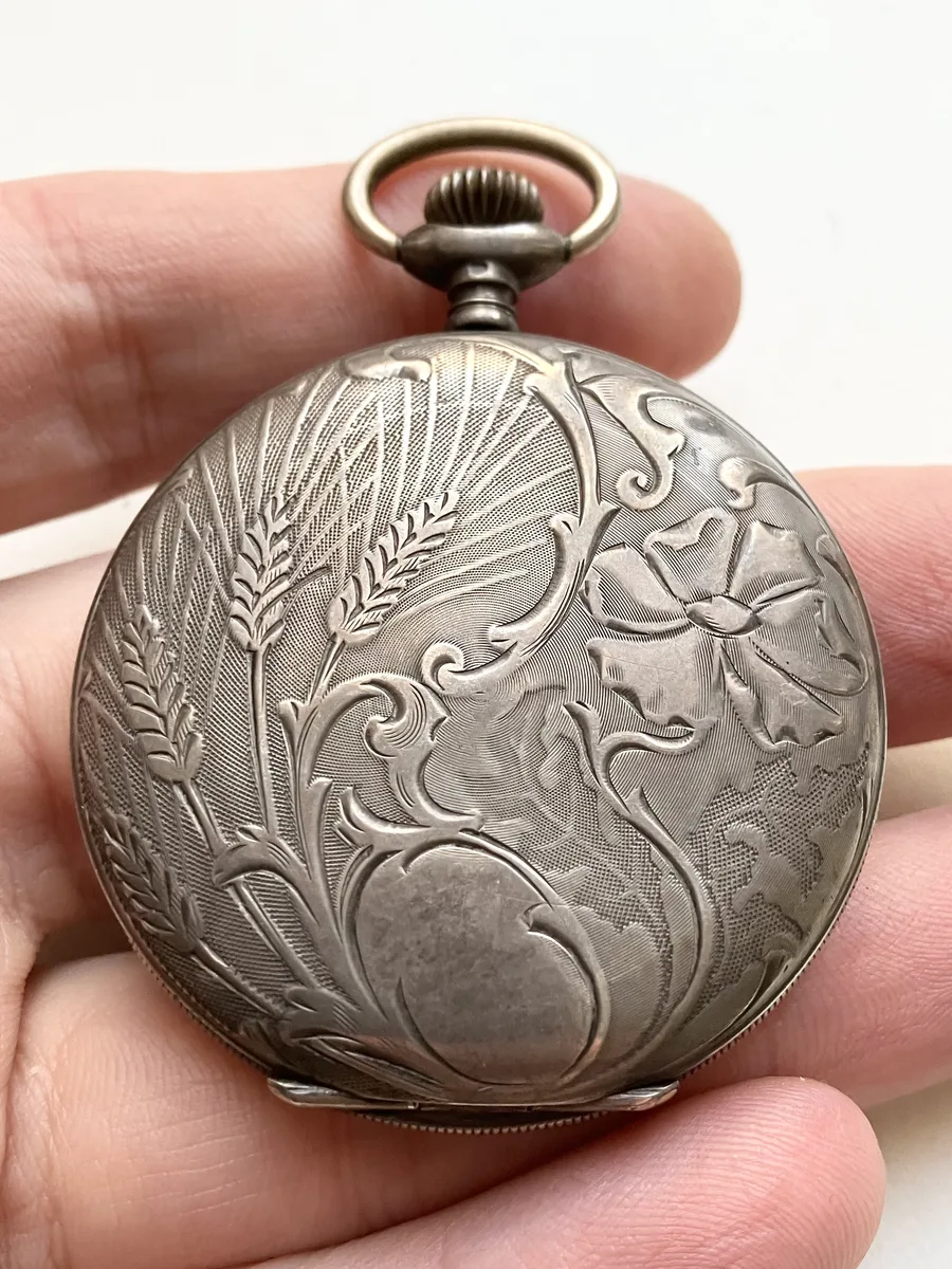 Tavannes (Schwob Freres& Co) Silver 0.800 Vintage Pocket Watch Hunter case Works