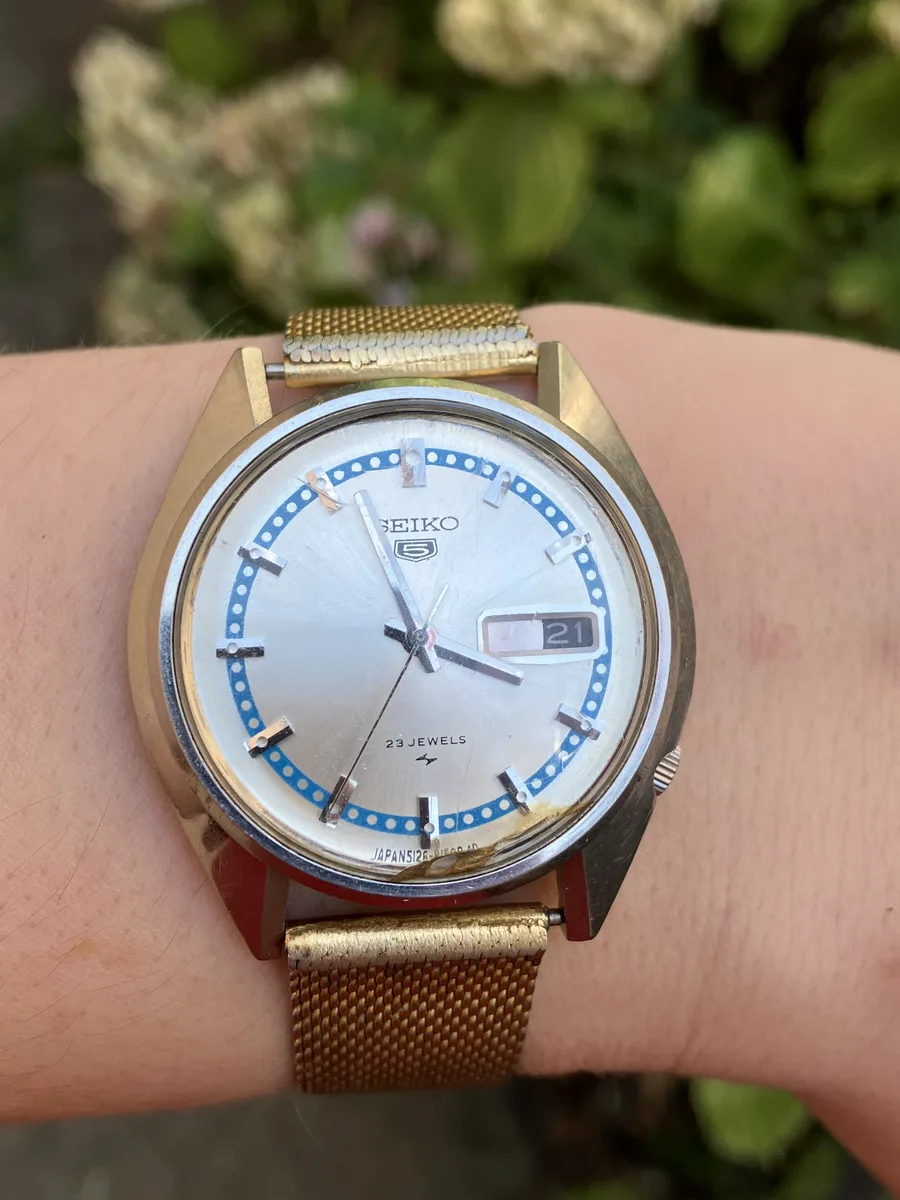 Vintage Men's Watch Seiko 5 1960s 5126-8110 Day/Date 23 Jewels