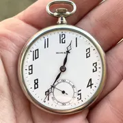 Movado Vintage Pocket Watch 15 Jewels 1920s Works 34 Hours!