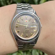 Watch ORIENT 3 STAR CRYSTAL, EM6Q-C1, Pink Dial, Stainless Steel, Extra Links, Gift Birthday, Day/Date, 21 Jewels, Automatic,Watch Working