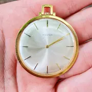 Juvenia Slim Vintage Pocket Watch 1960s Works 14 Hours! 20 mk gold plated!