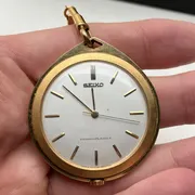 Seiko Gold Plated Diaschock 25 jewels 1960s Vintage Pocket Watch Works 45 Hours