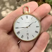 Pocket watch LANCEL, Open Face, 45.7 mm, Slim, Quartz, Case Gold Plated, Date, Gift Birthday, Gift Anniversary, Watch Working
