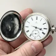 Omega Hunter Antique Silver 0.935 Pocket Watch 1908 RARE! FOR RESTORATION!