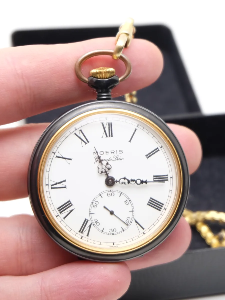 Reloj de Bolsillo Vintage Moeris Grand Prix Años 70 - 15 Rubíes - ¡Funciona 40 Horas!