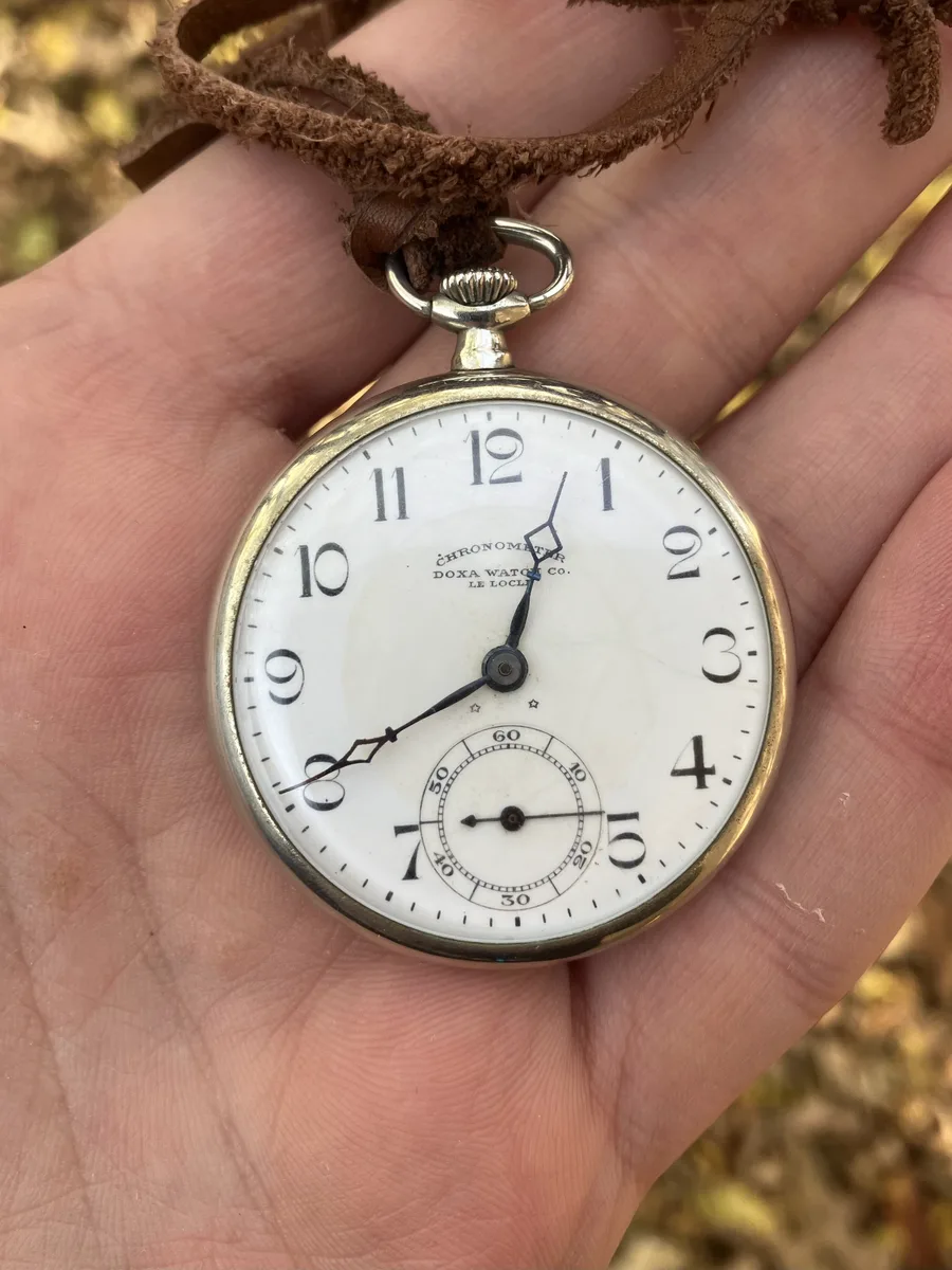 Doxa Chronometer Pocket Watch 16 Jewels Swiss Made Rare Works 26 hours!