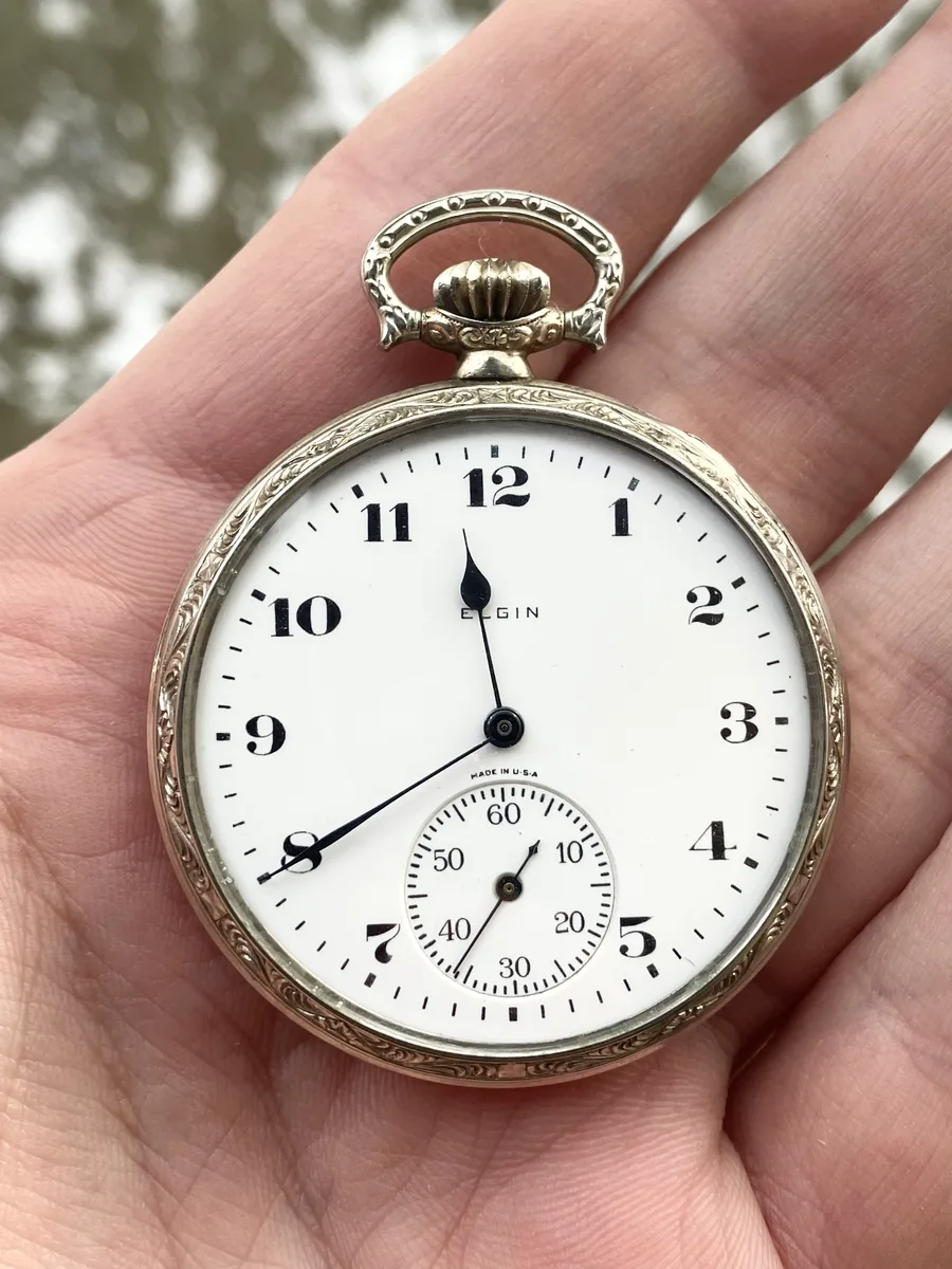 Elgin Antique Vintage Pocket Watch 1920s 7 jewels Works Good! Rare!