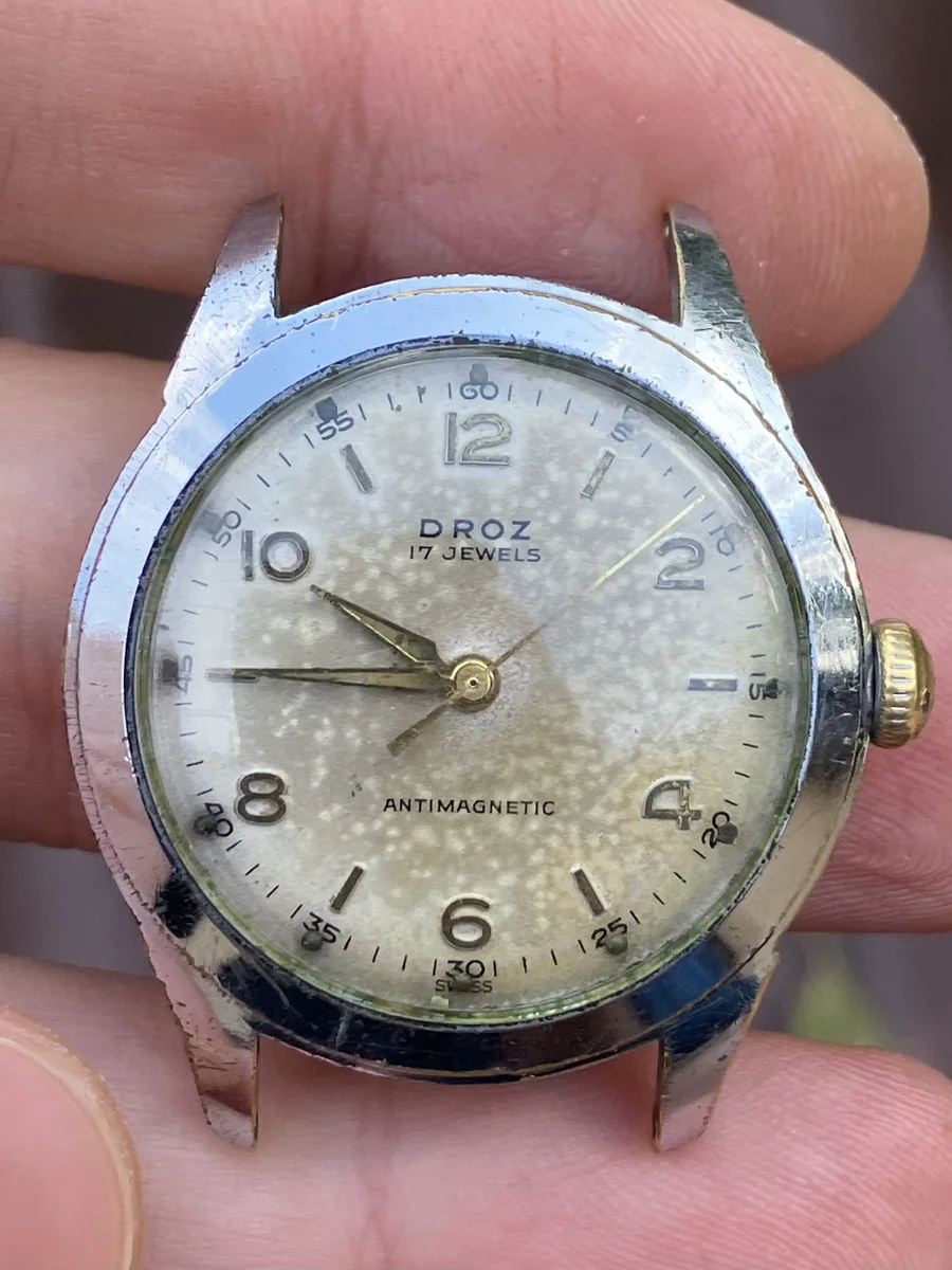 Droz Military Vintage Watch 17 Jewels Antimagnetic Works 40 Hours!