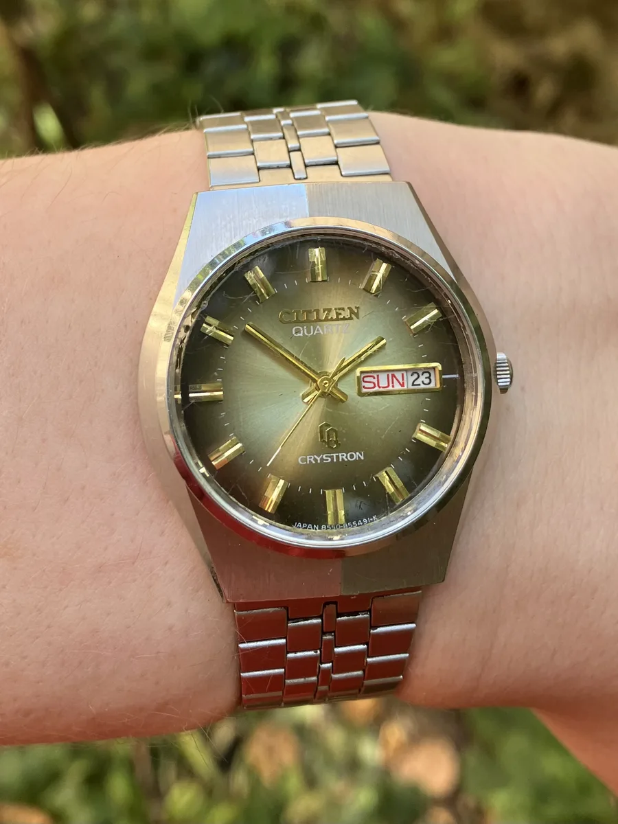 Vintage Quartz Citizen Crystron Rare Dial 1970s