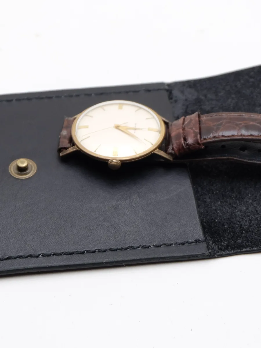 Handmade Black Vegetable-tanned Leather Case For Men's Wristwatch