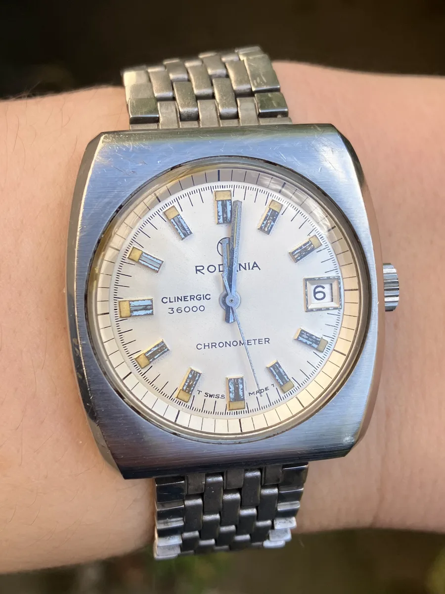 Rodania Clinergic 36000 Chronometer Automatic Watch Vintage 1970s Works! RARE!