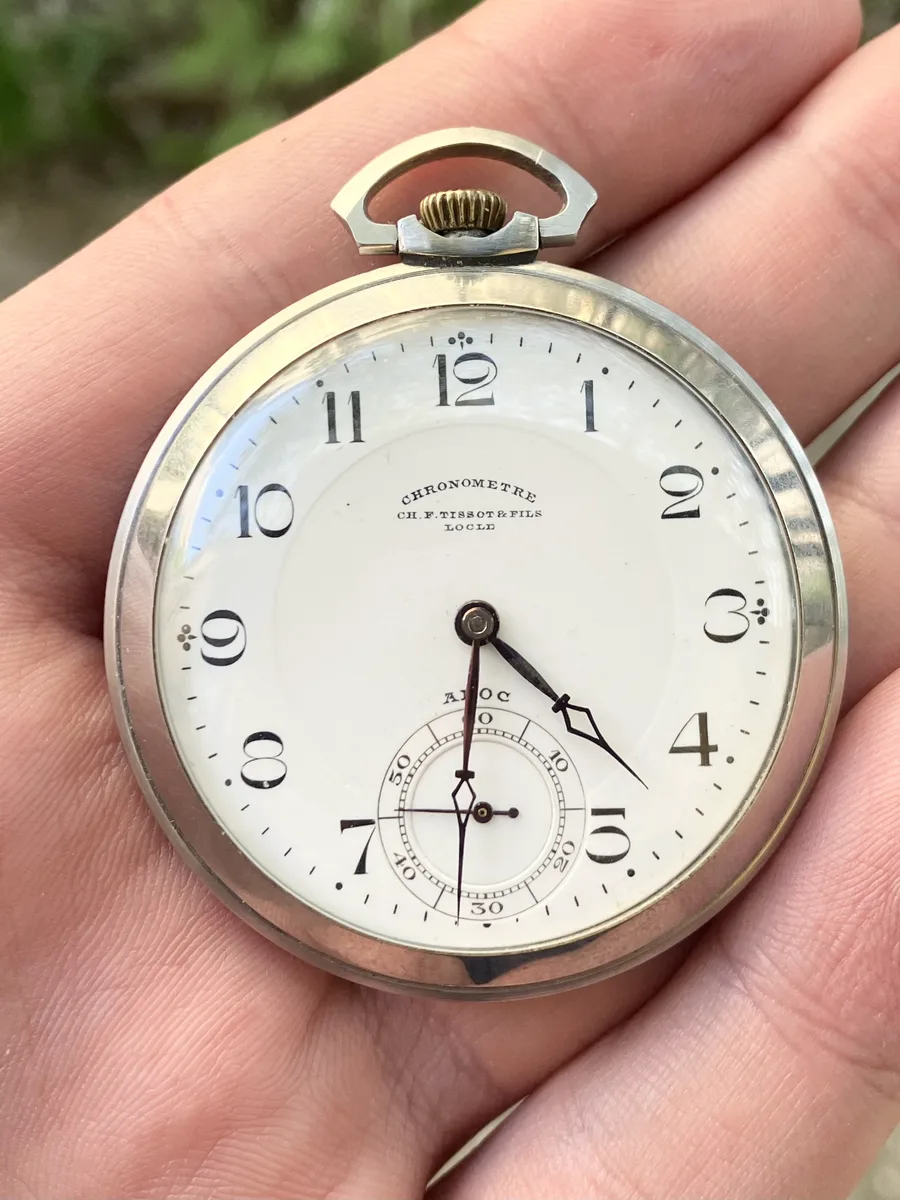 CH.F &Fils Tissot Chronometre Locle  Adoc Vintage Pocket Watch 1925-1926 Works!